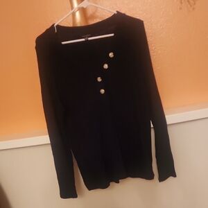 Lucky Brand Black Sweater with Button Accents